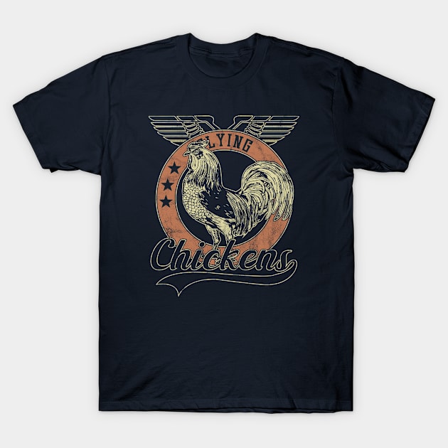 Flying Vintage Chickens T-Shirt by bluerockproducts